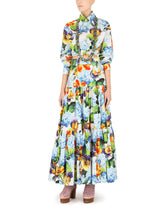 Long hydrangea-print poplin skirt - | Dolce & Gabbana
