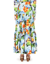 Long hydrangea-print poplin skirt - | Dolce & Gabbana