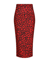 Run-resistant jersey skirt with leopard print - | Dolce & Gabbana