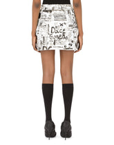 Fleece miniskirt with DG graffiti print - | Dolce & Gabbana