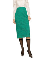 Branded stretch lace midi skirt - | Dolce & Gabbana