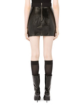 Coated cotton miniskirt with laces and eyelets - | Dolce & Gabbana