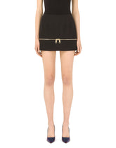 Gabardine miniskirt with zipper - | Dolce & Gabbana
