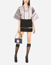 Gabardine miniskirt with zipper - | Dolce & Gabbana