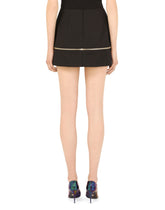 Gabardine miniskirt with zipper - | Dolce & Gabbana