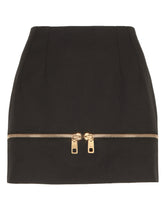Gabardine miniskirt with zipper - | Dolce & Gabbana