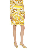 Short majolica-print brocade skirt - | Dolce & Gabbana