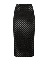 Charmeuse calf-length pencil skirt with polka-dot print - | Dolce & Gabbana