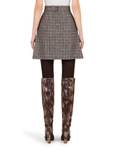 SHORT SKIRT IN MICRO TWEED WITH KICK PLEAT - | Dolce & Gabbana