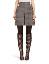 SHORT SKIRT IN MICRO TWEED WITH KICK PLEAT - | Dolce & Gabbana