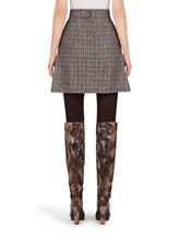SHORT SKIRT IN MICRO TWEED WITH KICK PLEAT - | Dolce & Gabbana