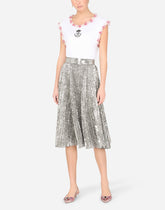Pleated midi skirt with mini-sequins - | Dolce & Gabbana