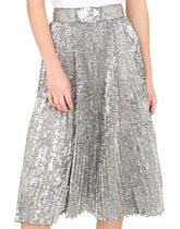 Pleated midi skirt with mini-sequins - | Dolce & Gabbana