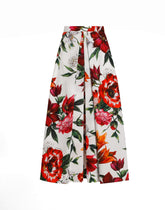 Flower-print pleated poplin skirt - | Dolce & Gabbana