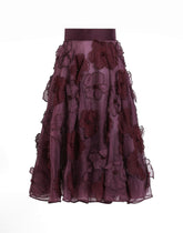 Organza midi circle skirt with floral embroidery - | Dolce & Gabbana
