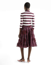 Organza midi circle skirt with floral embroidery - | Dolce & Gabbana