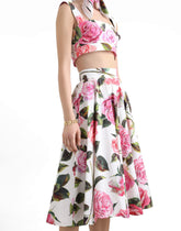 Rose-print cotton circle skirt - | Dolce & Gabbana