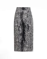 Midi sheath skirt in printed charmeuse fur pattern - | Dolce & Gabbana