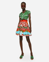 Short Carretto-print poplin skirt - | Dolce & Gabbana