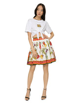 Short poplin circle skirt with vegetable print - | Dolce & Gabbana