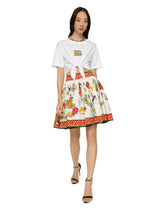 Short poplin circle skirt with vegetable print - | Dolce & Gabbana