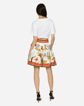Short poplin circle skirt with vegetable print - | Dolce & Gabbana