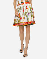 Short poplin circle skirt with vegetable print - | Dolce & Gabbana