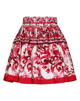 Short Majolica-print poplin skirt - | Dolce & Gabbana