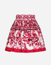 Short Majolica-print poplin skirt - | Dolce & Gabbana