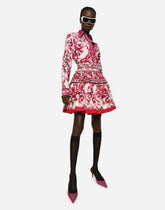 Short Majolica-print poplin skirt - | Dolce & Gabbana