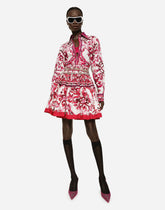 Short Majolica-print poplin skirt - | Dolce & Gabbana
