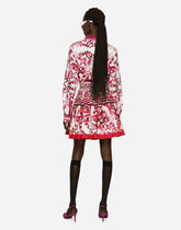 Short Majolica-print poplin skirt - | Dolce & Gabbana