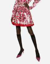 Short Majolica-print poplin skirt - | Dolce & Gabbana