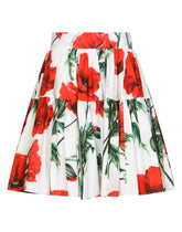 Poppy-print poplin miniskirt - | Dolce & Gabbana