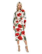 Poppy-print charmeuse midi skirt - | Dolce & Gabbana