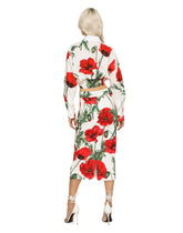 Poppy-print charmeuse midi skirt - | Dolce & Gabbana