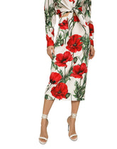 Poppy-print charmeuse midi skirt - | Dolce & Gabbana
