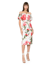 Carnation-print poplin midi skirt - | Dolce & Gabbana