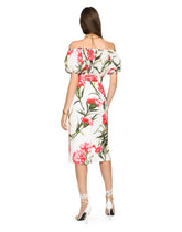 Carnation-print poplin midi skirt - | Dolce & Gabbana