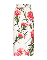 Carnation-print poplin midi skirt - | Dolce & Gabbana