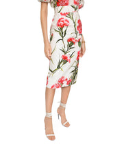 Carnation-print poplin midi skirt - | Dolce & Gabbana