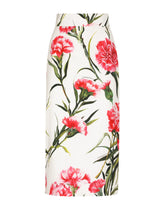 Carnation-print poplin midi skirt - | Dolce & Gabbana