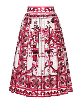 Poplin midi skirt with majolica print - | Dolce & Gabbana