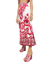 Majolica-print charmeuse calf-length skirt with slit - | Dolce & Gabbana