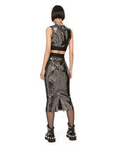 Jersey calf-length skirt with sequined detailing - | Dolce & Gabbana