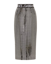 Jersey calf-length skirt with sequined detailing - | Dolce & Gabbana