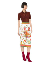 Vegetable-print charmeuse calf-length skirt - | Dolce & Gabbana