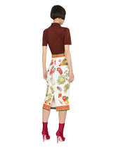 Vegetable-print charmeuse calf-length skirt - | Dolce & Gabbana