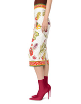 Vegetable-print charmeuse calf-length skirt - | Dolce & Gabbana