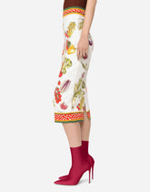 Vegetable-print charmeuse calf-length skirt - | Dolce & Gabbana